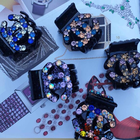 Fashion Purple Crystals Claw Long Hair Tie  Women Casual Formal Accessory Gift - Picture 1 of 3